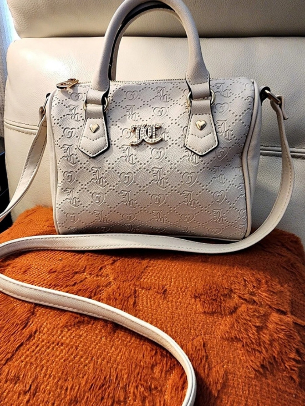 Juicy Couture Embossed Logo Satchel in White